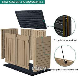 35 Cu Ft Lockable Resin Waterproof Outdoor Horizontal Storage Sheds witho Shelf