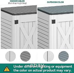 35 Cu Ft Outdoor Horizontal Storage Shed with X-Shaped Lockable Door Waterproof