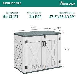 35 Cu Ft Outdoor Horizontal Storage Shed with X-Shaped Lockable Door Waterproof