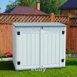 35 Cu Ft Outdoor Horizontal Storage Sheds, Weather Resistant Resin Tool Shed, Mu