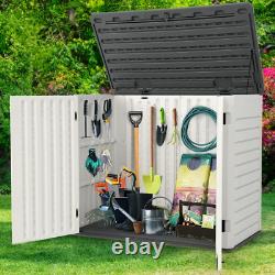 35 Cu Ft Outdoor Horizontal Storage Sheds, Weather Resistant Resin Tool Shed, Mu