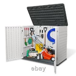 35 Cu. Ft Outdoor Storage Box Horizontal Resin Patio Garden Shed with Lockable Door