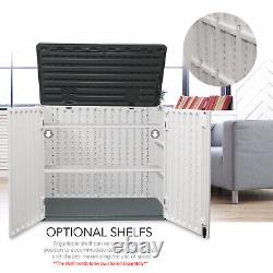 35 Cu. Ft Outdoor Storage Box Horizontal Resin Patio Garden Shed with Lockable Door