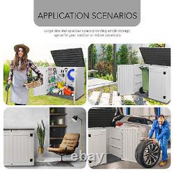 35 Cu. Ft Outdoor Storage Box Horizontal Resin Patio Garden Shed with Lockable Door
