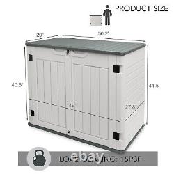 35 Cu. Ft Outdoor Storage Box Horizontal Resin Patio Garden Shed with Lockable Door