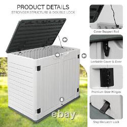 35 Cu. Ft Outdoor Storage Box Horizontal Resin Patio Garden Shed with Lockable Door