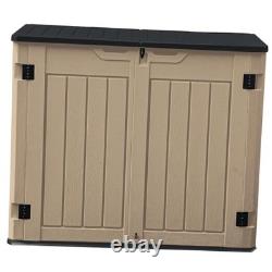 35 Cuft Outdoor Horizontal Storage, Waterproof Resin Medium-35 cuft Brown