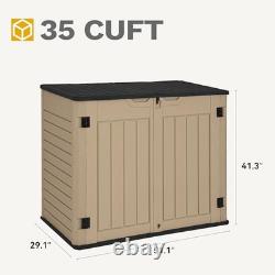 35 Cuft Outdoor Horizontal Storage, Waterproof Resin Medium-35 cuft Brown