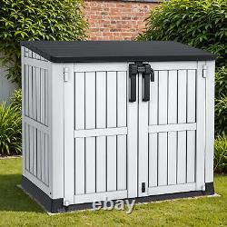 36 CuFt Outdoor Horizontal Storage Shed 230 Gallon Resin Patio with Lockable Doors