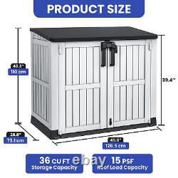 36 CuFt Outdoor Horizontal Storage Shed 230 Gallon Resin Patio with Lockable Doors