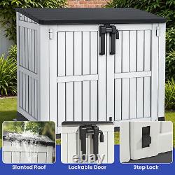 36 CuFt Outdoor Horizontal Storage Shed 230 Gallon Resin Patio with Lockable Doors