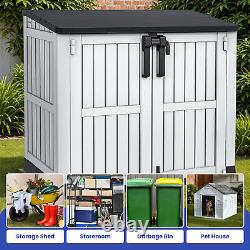 36 CuFt Outdoor Horizontal Storage Shed 230 Gallon Resin Patio with Lockable Doors