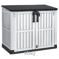 36 CuFt Outdoor Horizontal Storage Shed 230 Gallon Resin Patio with Lockable Doors