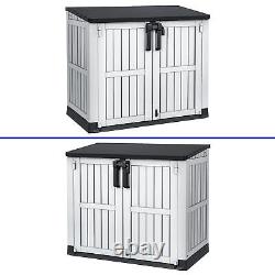 36 CuFt Outdoor Horizontal Storage Shed 230 Gallon Resin Patio with Lockable Doors