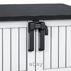 36 CuFt Outdoor Horizontal Storage Shed 230 Gallon Resin Patio with Lockable Doors