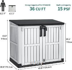 36 cu ft Resin Outdoor Storage Shed, Weather-Resistant Horizontal Tool Shed