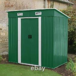 3.5X6 FT Horizontal Outdoor Metal Storage Shed Garden Tools Without Floor Base