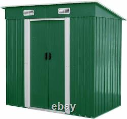 3.5X6 FT Horizontal Outdoor Metal Storage Shed Garden Tools Without Floor Base