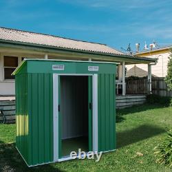 3.5X6 FT Horizontal Outdoor Storage Shed Without Floor Base Padlockable, Steel