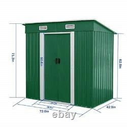 3.5X6 FT Horizontal Outdoor Storage Shed Without Floor Base Padlockable Steel US