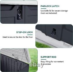 3'x4' Horizontal Resin Storage Shed Lockable Door for Backyard Garden Tool Gray