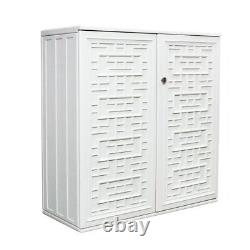 3ftx1ft Resin Horizontal Outdoor Storage Shed Garage Yard White Built-in Shelves