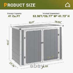 41 Cu. Ft Horizontal Storage Shed Outdoor, Weatherproof Resin Storage Shed with F