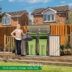 46 Cu. Ft Outdoor Storage Box Sheds Horizontal Cabinet Box for Bikes Trash Cans