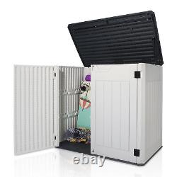 47 Cu. Ft Outdoor Storage Box Horizontal Resin Patio Garden Shed with Lockable Door