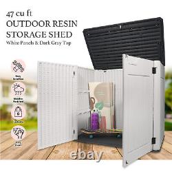 47 Cu. Ft Outdoor Storage Box Horizontal Resin Patio Garden Shed with Lockable Door