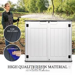 47 Cu. Ft Outdoor Storage Box Horizontal Resin Patio Garden Shed with Lockable Door