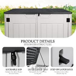 47 Cu. Ft Outdoor Storage Box Horizontal Resin Patio Garden Shed with Lockable Door