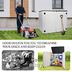 47 Cu. Ft Outdoor Storage Box Horizontal Resin Patio Garden Shed with Lockable Door