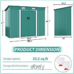 4.2'x9.1' Outdoor Storage Shed Utility Metal Tool House Backyard Lawn Waterproof