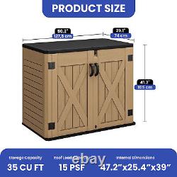4.3x3.4 Ft Outdoor Resin Storage 35 CuFt Tools Patio Shed Lockable X-Shape Door