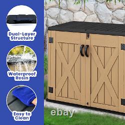 4.3x3.4 Ft Outdoor Resin Storage 35 CuFt Tools Patio Shed Lockable X-Shape Door