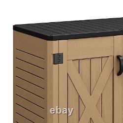 4.3x3.4 Ft Outdoor Resin Storage 35 CuFt Tools Patio Shed Lockable X-Shape Door