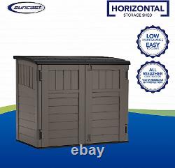 4' X 2' Horizontal Storage Shed Natural Wood-Like Outdoor Storage for Trash Ca