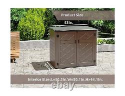 50 Cu. Ft. Horizontal Outdoor Storage Shed, HDPE Patio Storage Cabinet with S