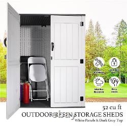 52 Cu. Ft Outdoor Storage Box Horizontal Resin Patio Garden Shed with Lockable Door