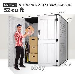 52 Cu. Ft Outdoor Storage Box Horizontal Resin Patio Garden Shed with Lockable Door