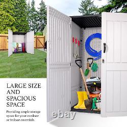52 Cu. Ft Outdoor Storage Box Horizontal Resin Patio Garden Shed with Lockable Door