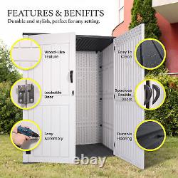52 Cu. Ft Outdoor Storage Box Horizontal Resin Patio Garden Shed with Lockable Door