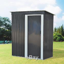 5.5'x3'x6' Outdoor Garden Storage Tools Shed Backyard Lawn Utility Metal Gray