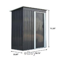 5.5'x3'x6' Outdoor Garden Storage Tools Shed Backyard Lawn Utility Metal Gray