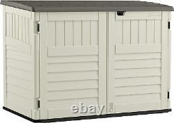 5.9 Ft X 3.7 Ft Horizontal Storage Shed Outdoor Trash Cans Yard Tools Resin Hing