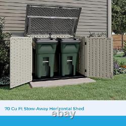 5.9 Ft X 3.7 Ft Horizontal Storage Shed Outdoor Trash Cans Yard Tools Resin Hing