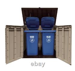 5 x 3 FT Horizontal Garbage Storage Bin Shed with Lockable Weather- 320 Gallon