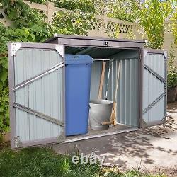 67 Cu. Ft Outdoor Metal Storage Shed Garden Horizontal Cabinet Box Waterproof
