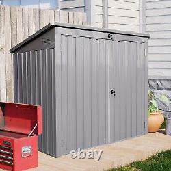 67 Cu. Ft Outdoor Metal Storage Shed Garden Horizontal Cabinet Box Waterproof